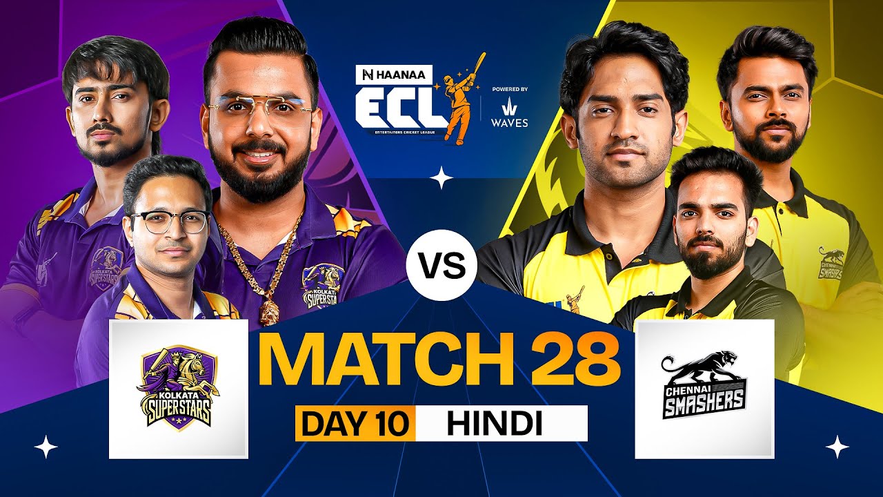 [HINDI] #ECL | Match 28 | Kolkata Superstars vs Chennai Smashers| Pushkar Raj vs Thugesh