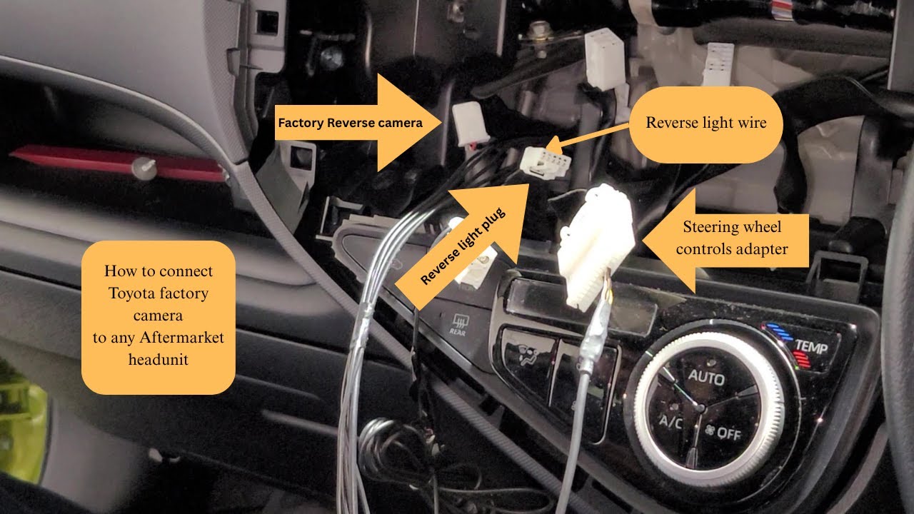 How to connect Toyota reverse camera to new headunit | Toyota reverse camera connection | #caraudio