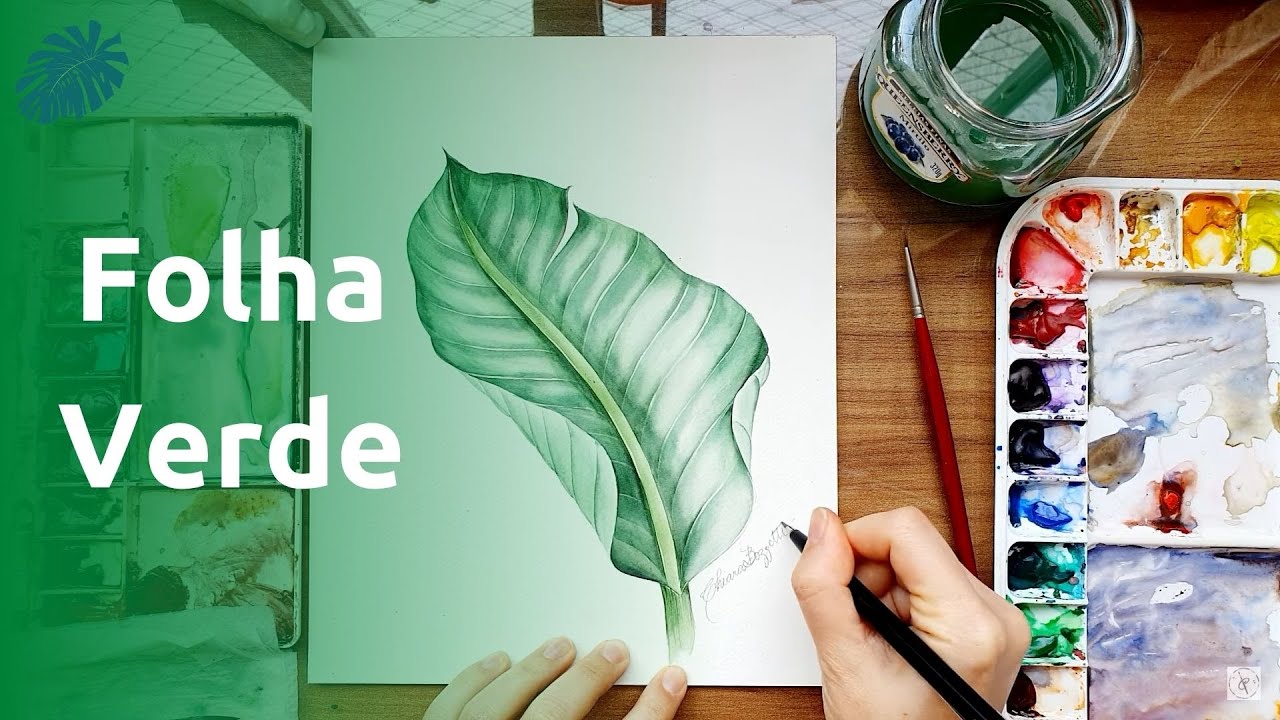 Como pintar uma folha verde em Aquarela