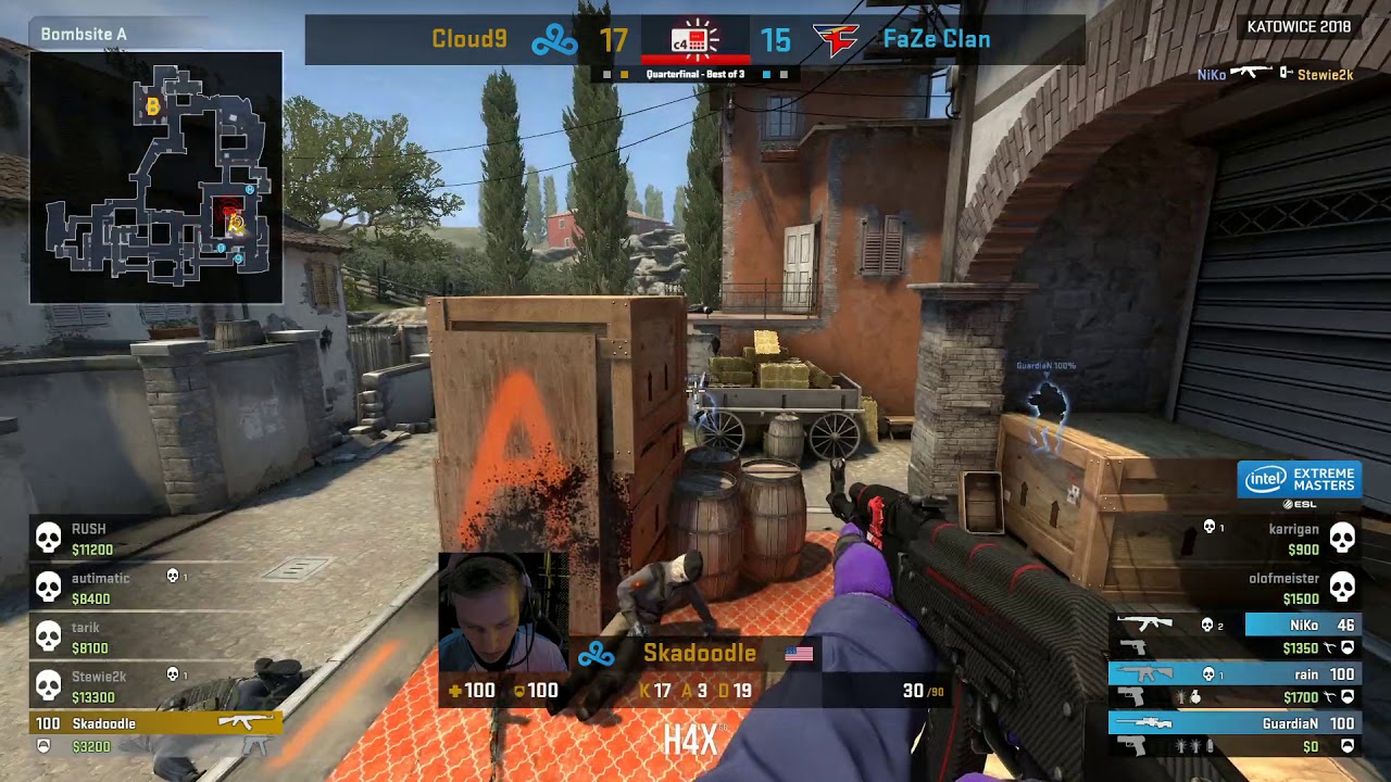 Skadoodle AMAZING clutch against FaZe |  IEM  Katowice | 1 VS 3