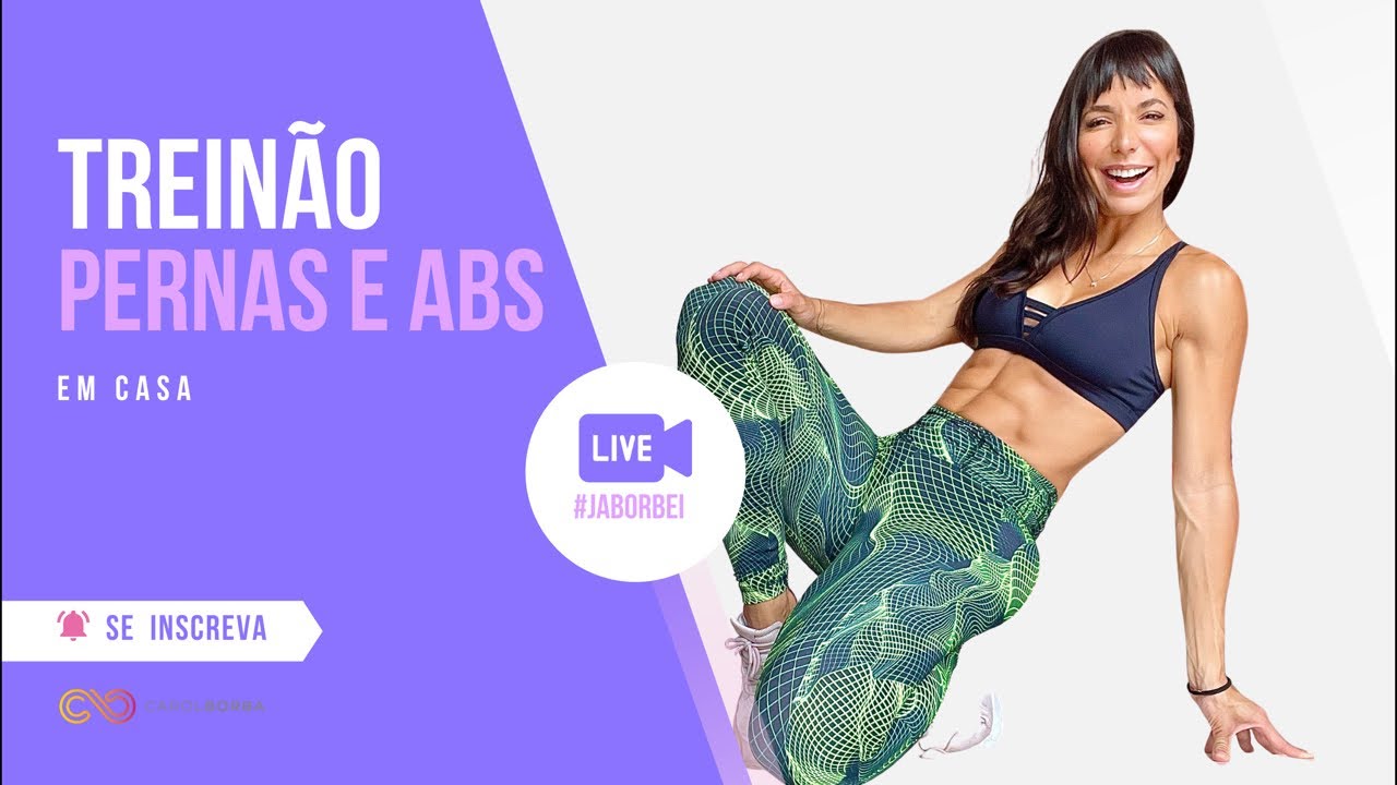 🔴 Treino AO VIVO pernas e barriga- Carol Borba
