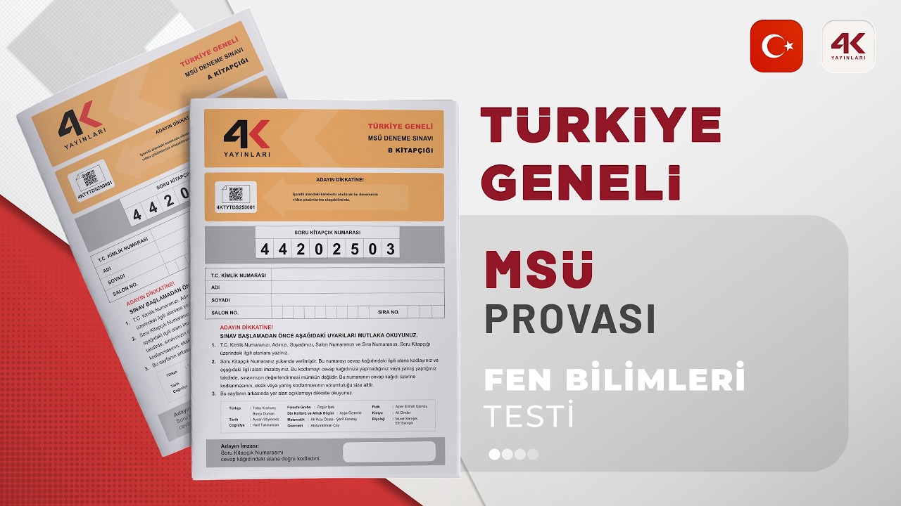 4K YAYINLARI TYT 3 MSÜ PROVASI B KİTAPÇIĞI Fen Bilimleri Testi Soru Çözümleri