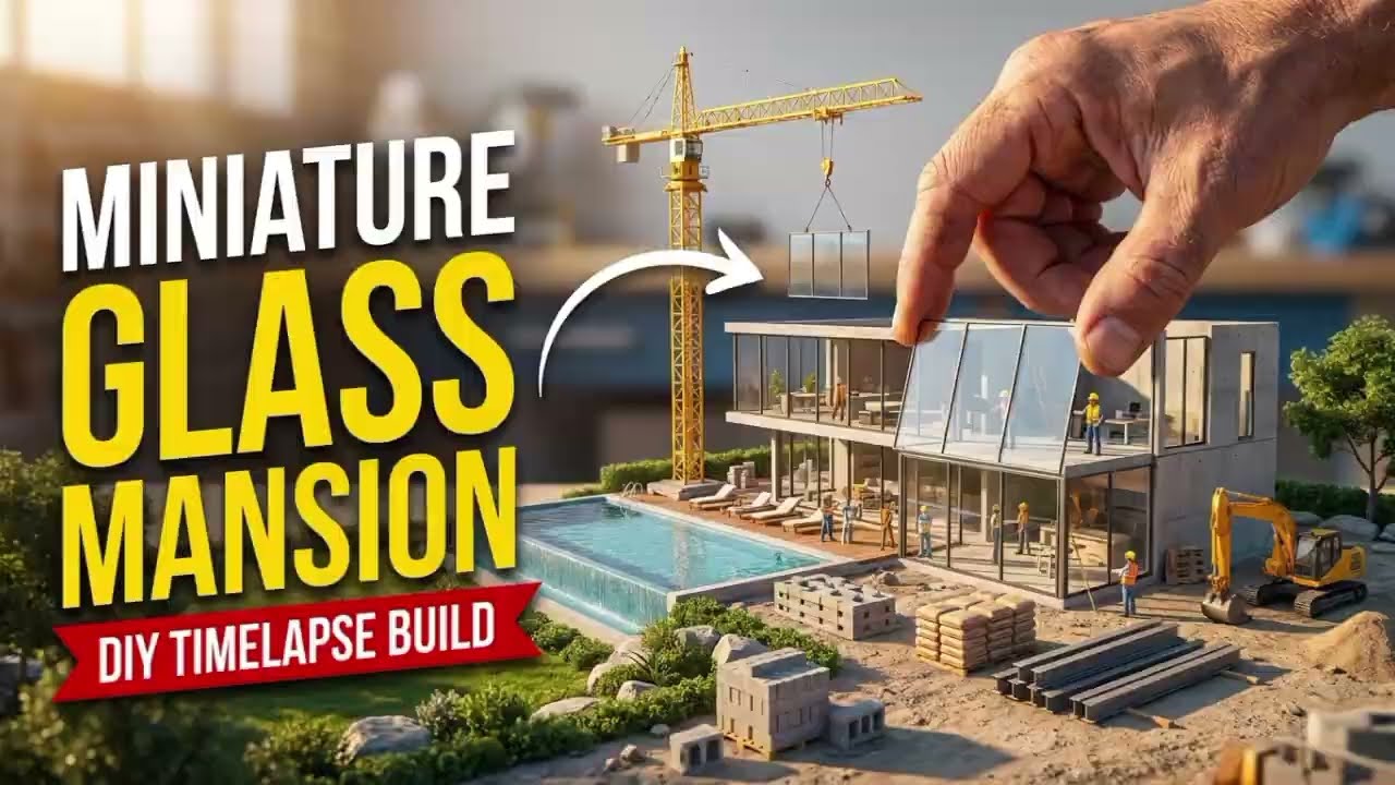 Miniature DIY Glass Modern Mansion Construction Timelapse | Hyper Realistic Tiny Architecture
