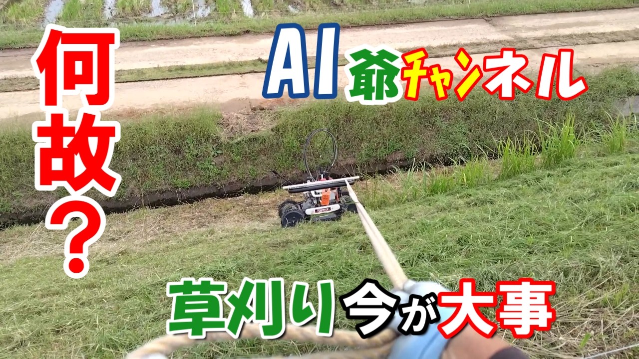 【草刈り】法面、ロープ刈り😮 Are you still mowing the grass?