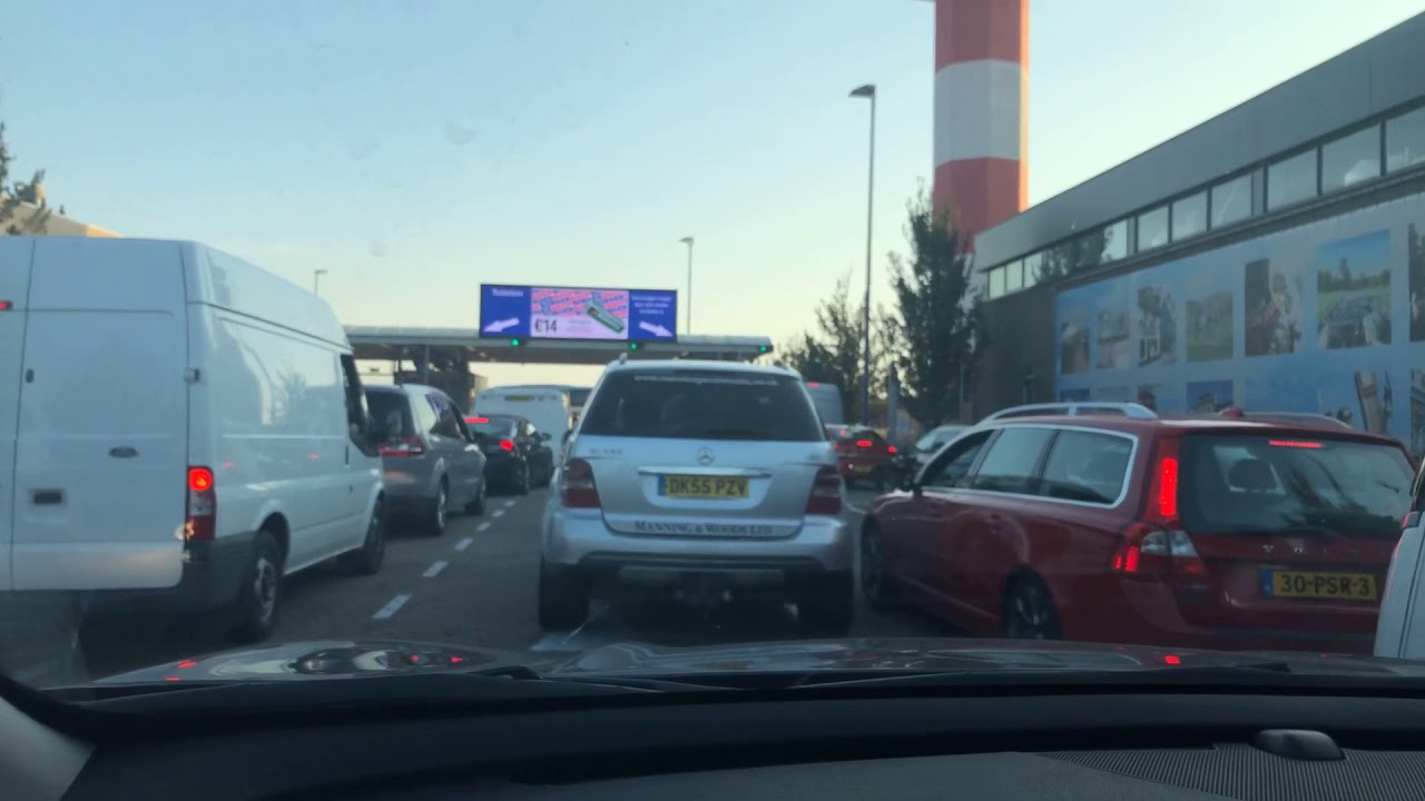 Stena Line. Boarding with a Caravan at Hook of Holland for Ferry Back to Harwich.