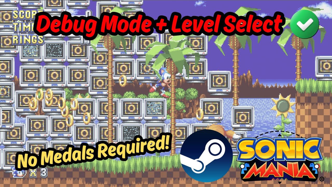 Как войти в режим отладки и выбрать уровень в Sonic Mania на ПК (Steam)