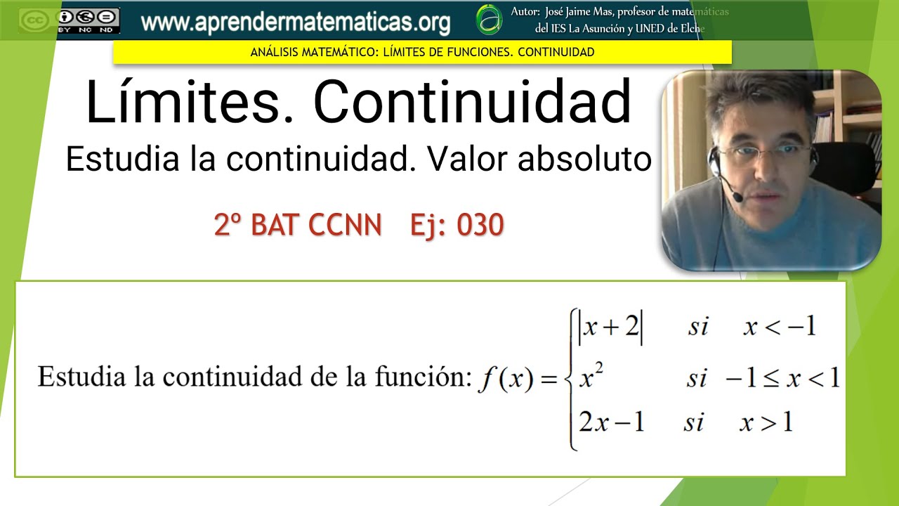 Análisis matemático. Estudio de la continuidad. Valor absoluto CCNN2 030. José Jaime Mas