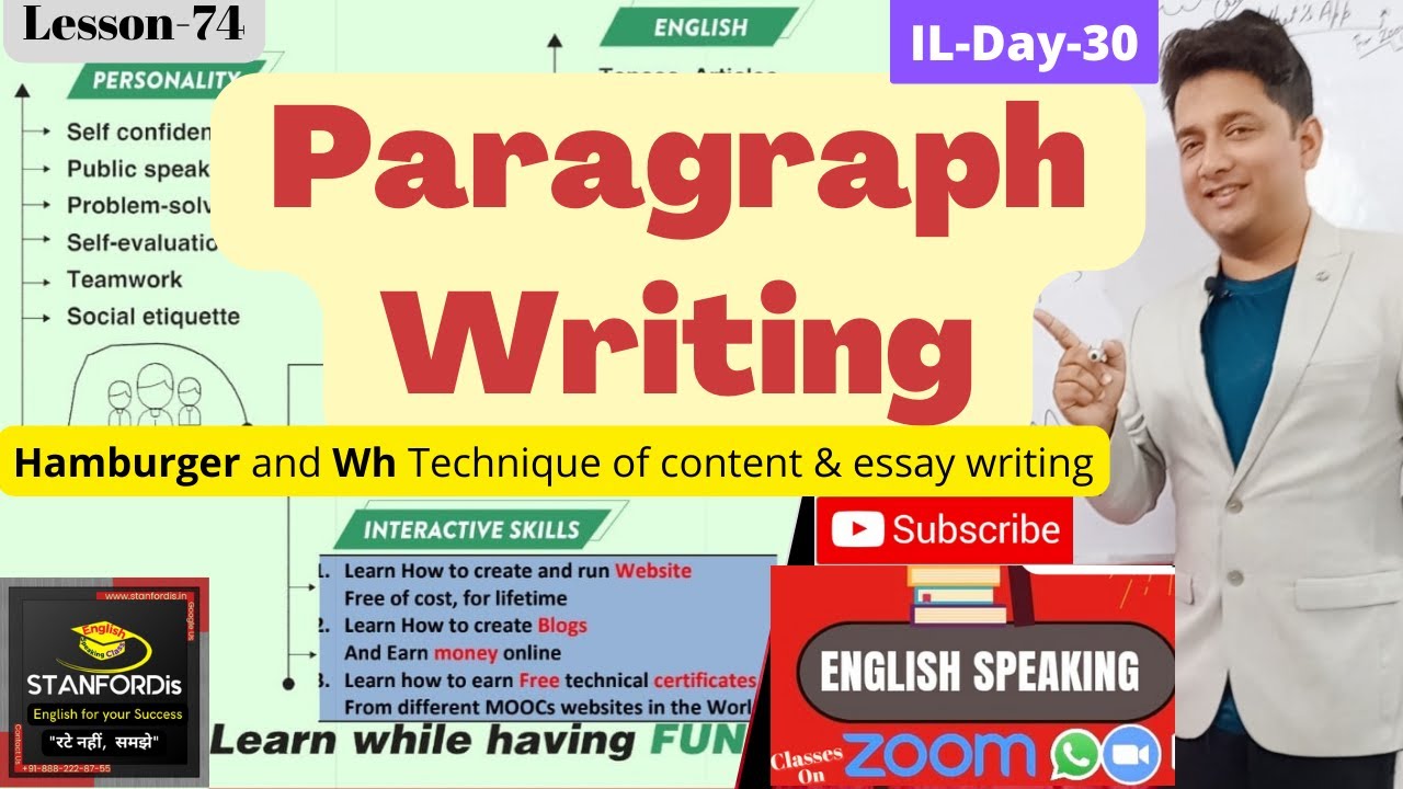 Day-30: Paragraph Writing | Hamburger and Wh Technics of writing a Paragraph or Essay @Stanfordis
