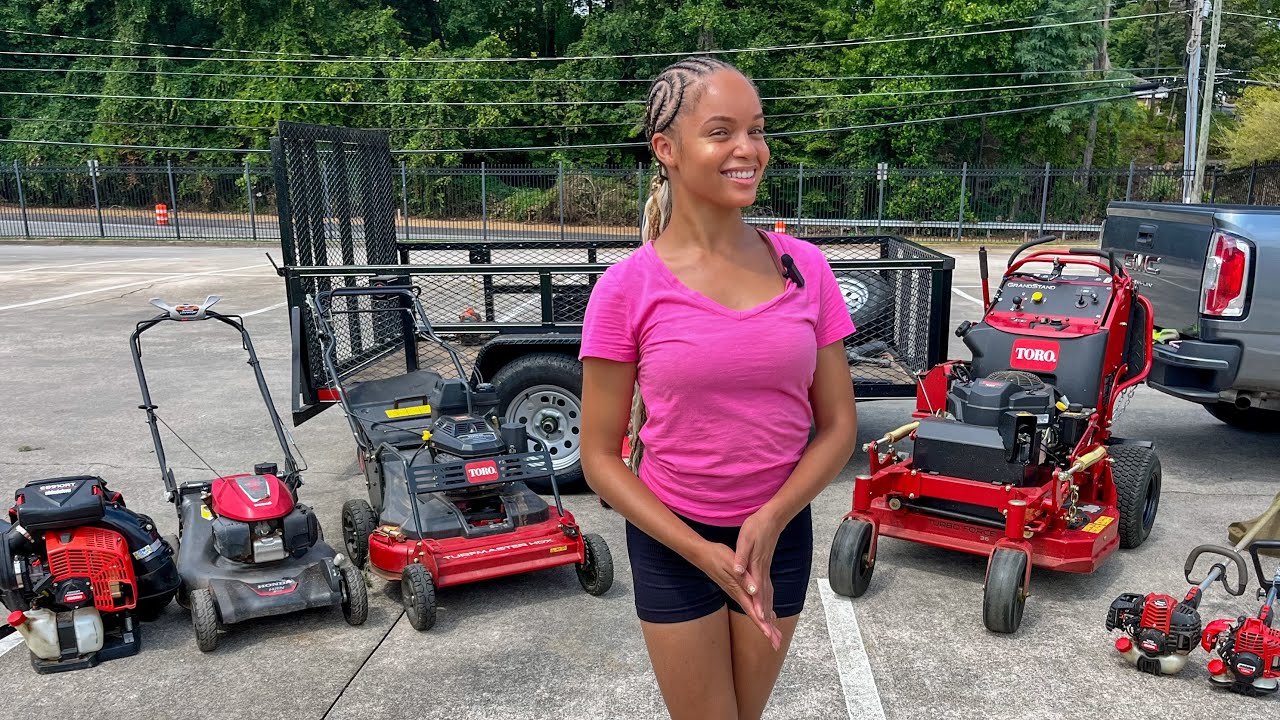 Young Girl Lawn Care Trailer SetUp! (2024)