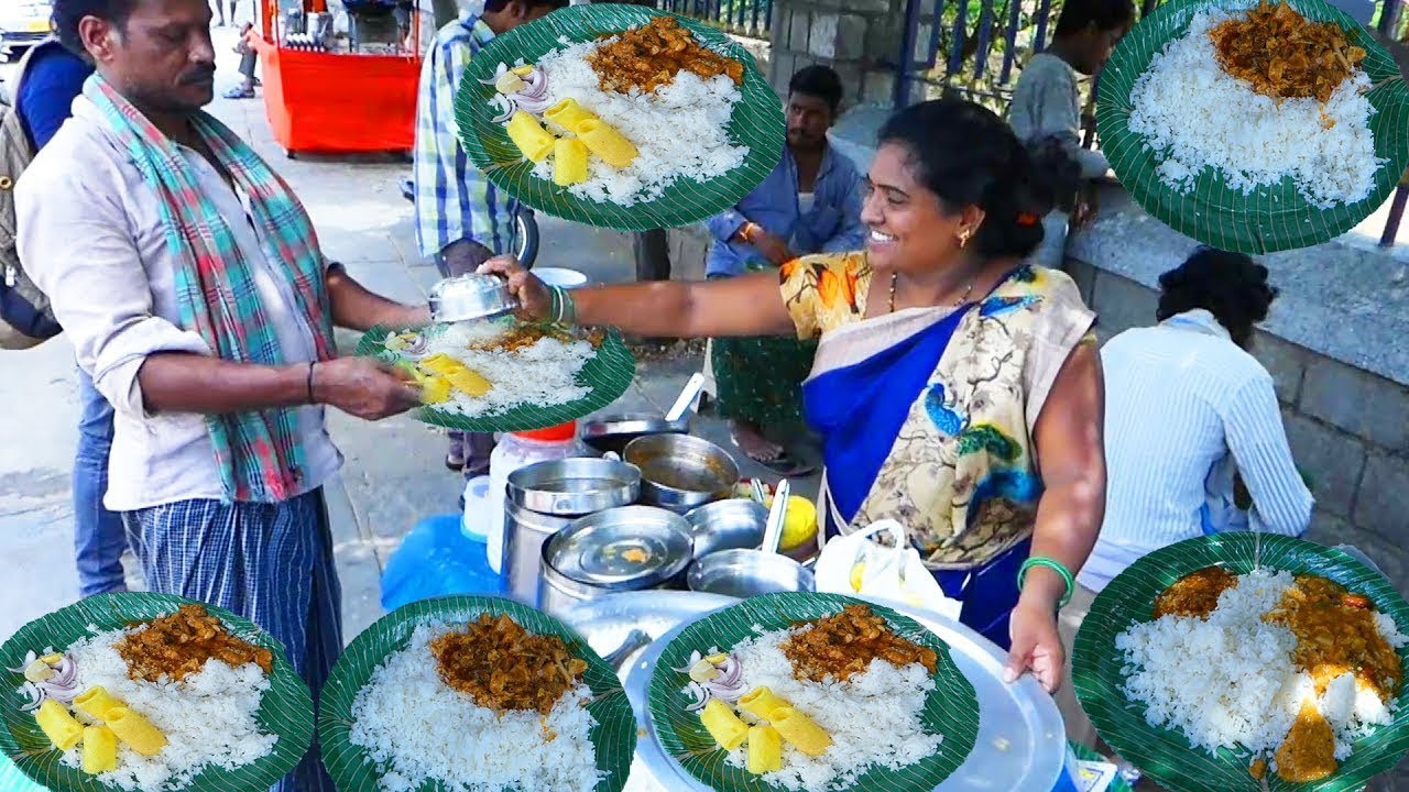 Cheapest RoadSide Unlimited Meals | Indian Street Food | #Meals #Vegmeals #NonVegMeals