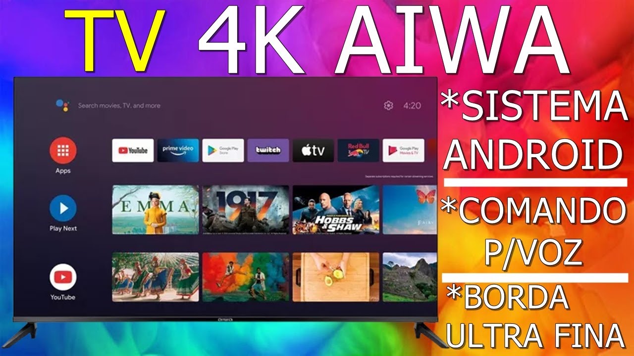 TV AIWA 50' 4K, ANDROID TV   TV BOA E BARATA