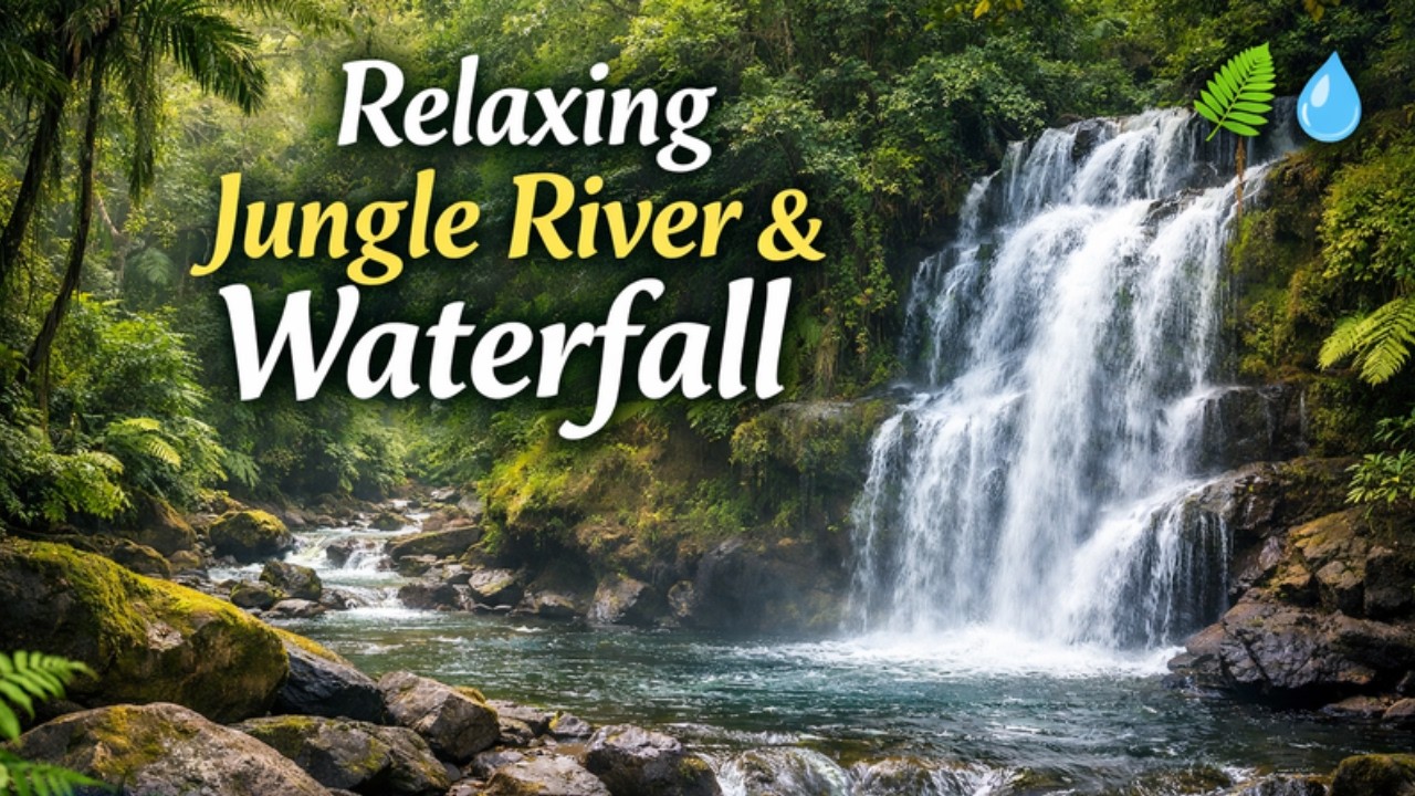 Relaxing Jungle River & Waterfall 🌿 Natural Forest Sounds for Deep Sleep & Calm Mind