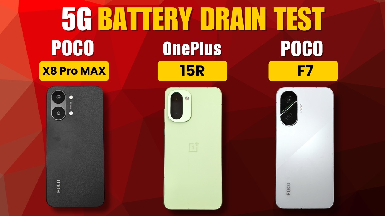 (5G)BATTERY DRAIN TEST | POCO X8 Pro Max vs OnePlus 15R vs POCO F7 5G | Extreme Battery Drain Test!