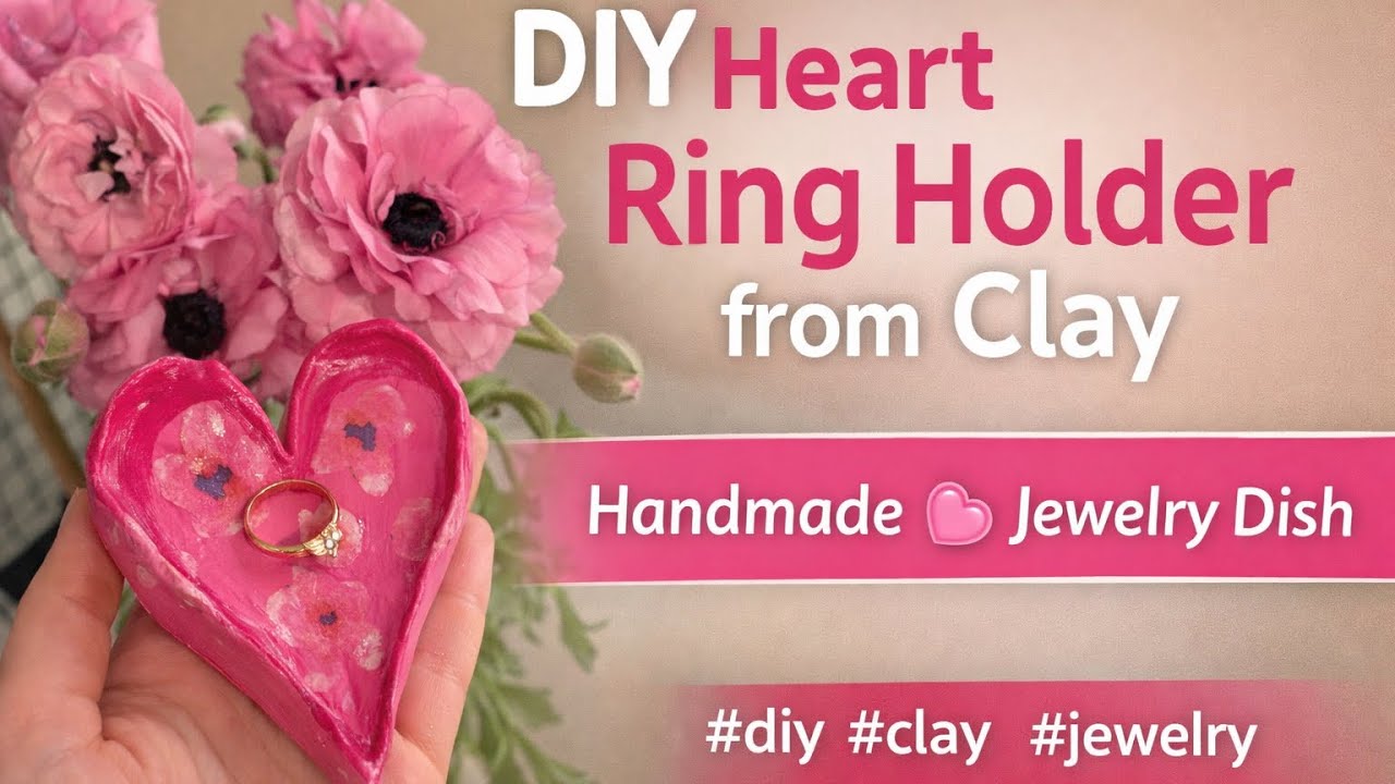 DIY Heart Ring Holder from Clay 💗 | Handmade Jewelry Dish