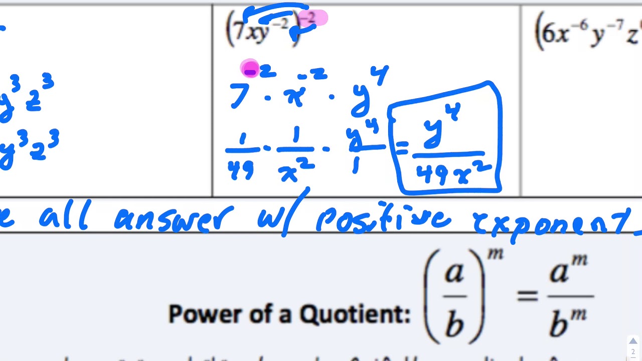 9.1b Zero/Negative/Powers Properties of Exponents