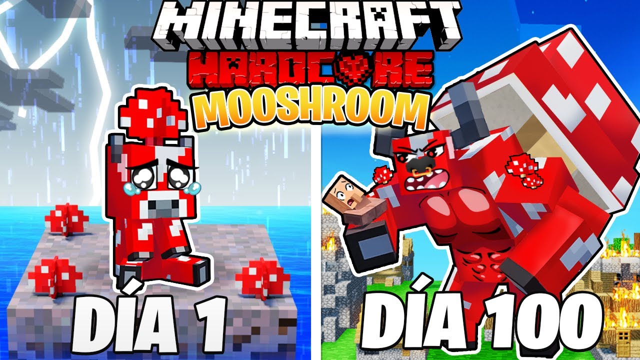 SOBREVIVÍ 100 DÍAS como un MOOSHROOM en MINECRAFT HARDCORE!