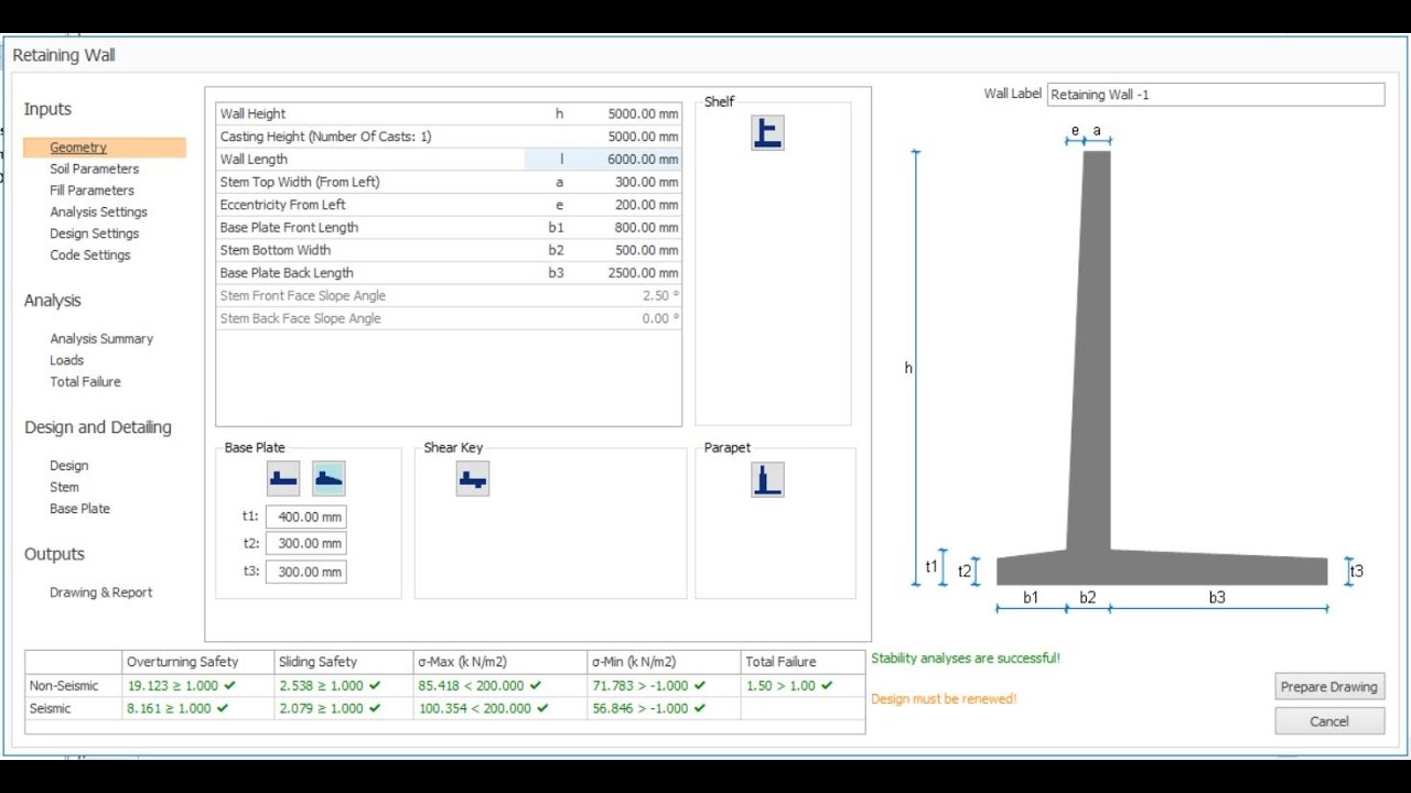 HOW TO DESIGN A CANTILEVER RETAINING WALL USING PROTA STRUCTURE