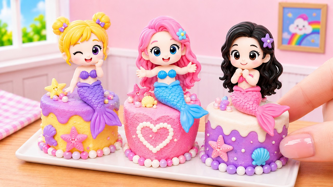 🧜&zwj;♀️ Cute Mermaid Mini Cakes 🌈 Magical Dessert Ideas