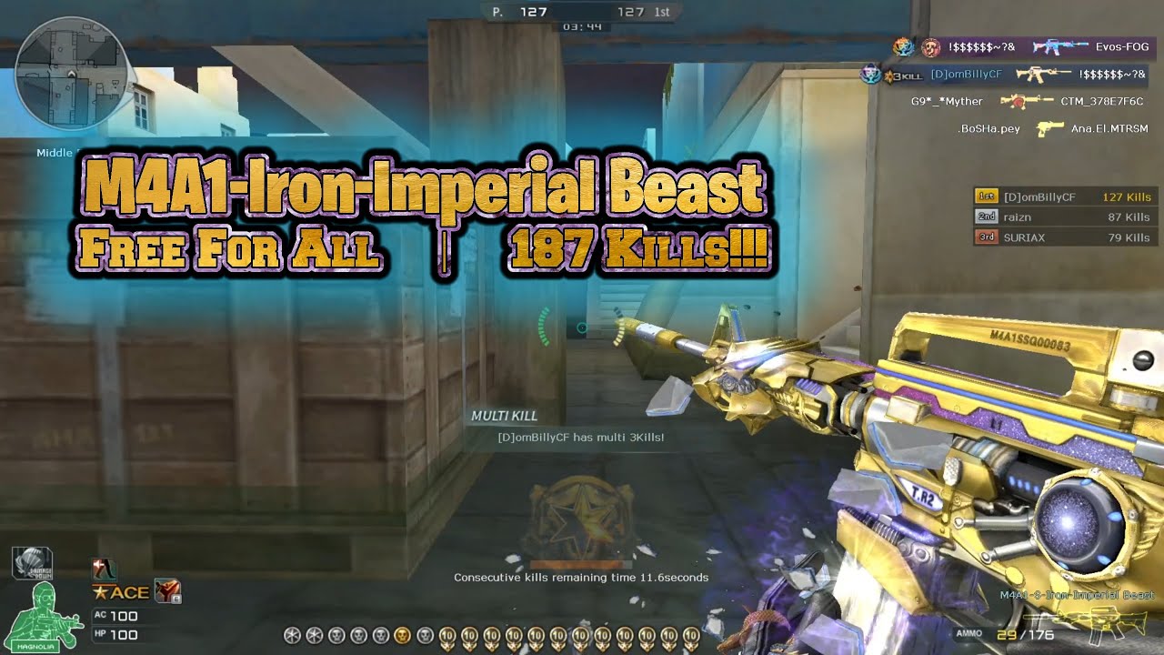 Crossfire | M4A1-Iron-Imperial Beast | Free For All | 187 Kills