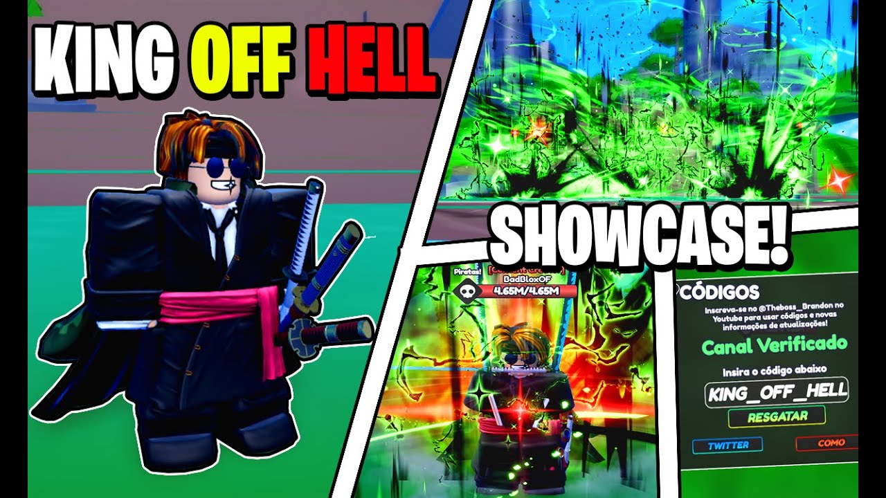 SHOWCASE + COMO CONSEGUIR O KING OFF HELL E TODOS NOVOS CODES E ACC NO ONE FRUIT SIMULATOR - ROBLOX