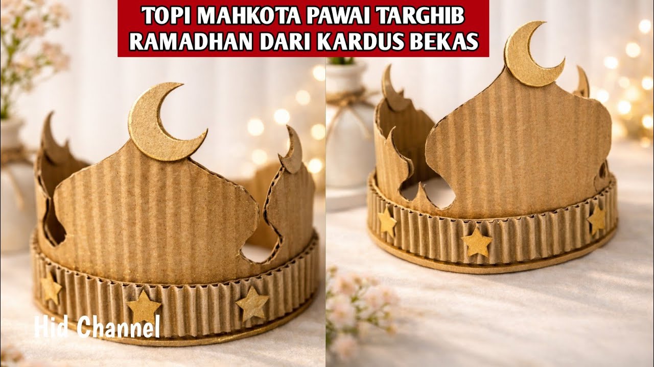 CARA MEMBUAT TOPI MAHKOTA PAWAI TARGHIB RAMADHAN DARI KARDUS BEKAS | DIY MUDAH & MURAH