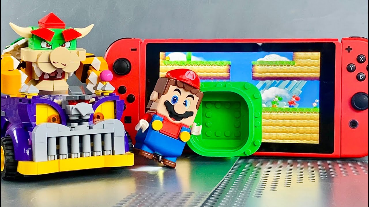 Lego Mario выходит на Nintendo Switch и сражается с Боузером, чтобы спасти зелёно-красного Йоши! ...