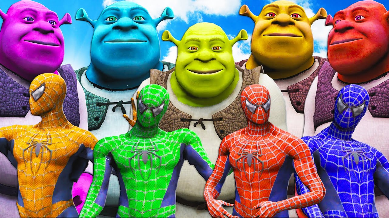 TEAM SPIDER-MAN VS TEAM SHREK - EPIC SUPERHEROES BATTLE