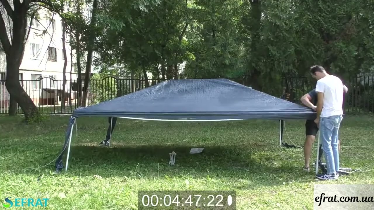 Садовий павільйон-альтанка 3x3 м з 4 стінками | Зелений тент для відпочинку та торгівлі