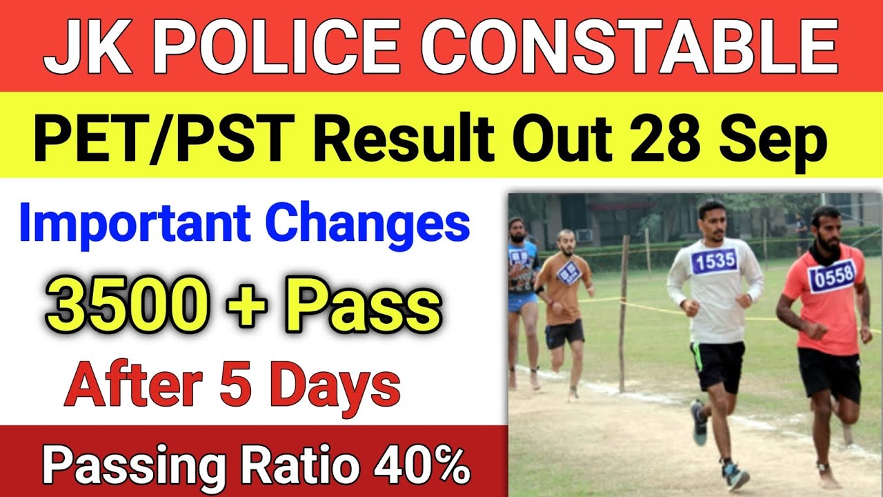 JKP Constable PET/PST Day 5 Result Out | MA stadium jammu | jkp police constable running result out 
