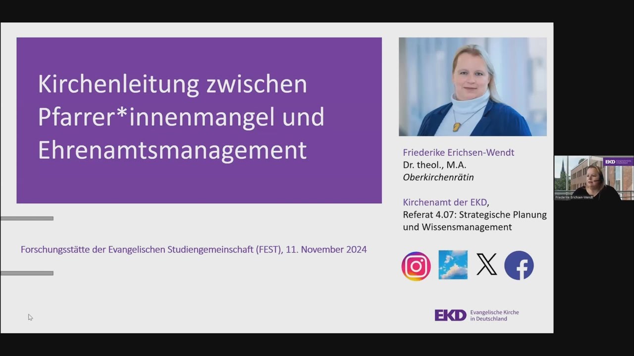 Friederike Erichsen-Wendt: Kirchenleitung zwischen Pfarrer*innenmangel und Ehrenamtsmanagement