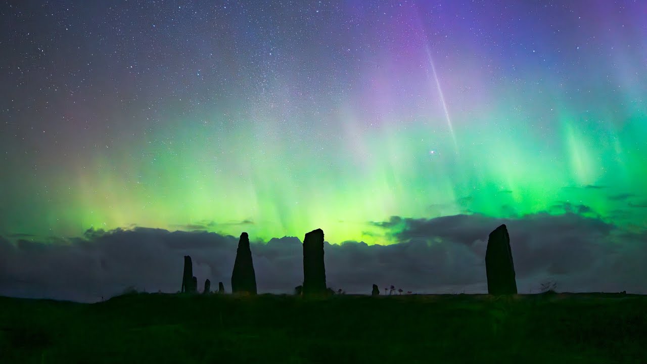 Magical Northern Lights from UK's oldest stone circle | Orkney Islands, Scotland