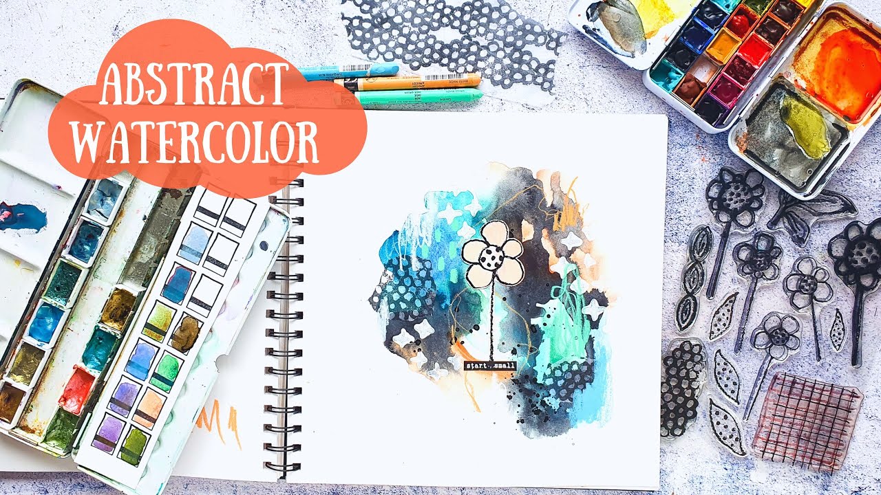 Abstraktes Aquarell im Art Journal - Inktober Tag 8
