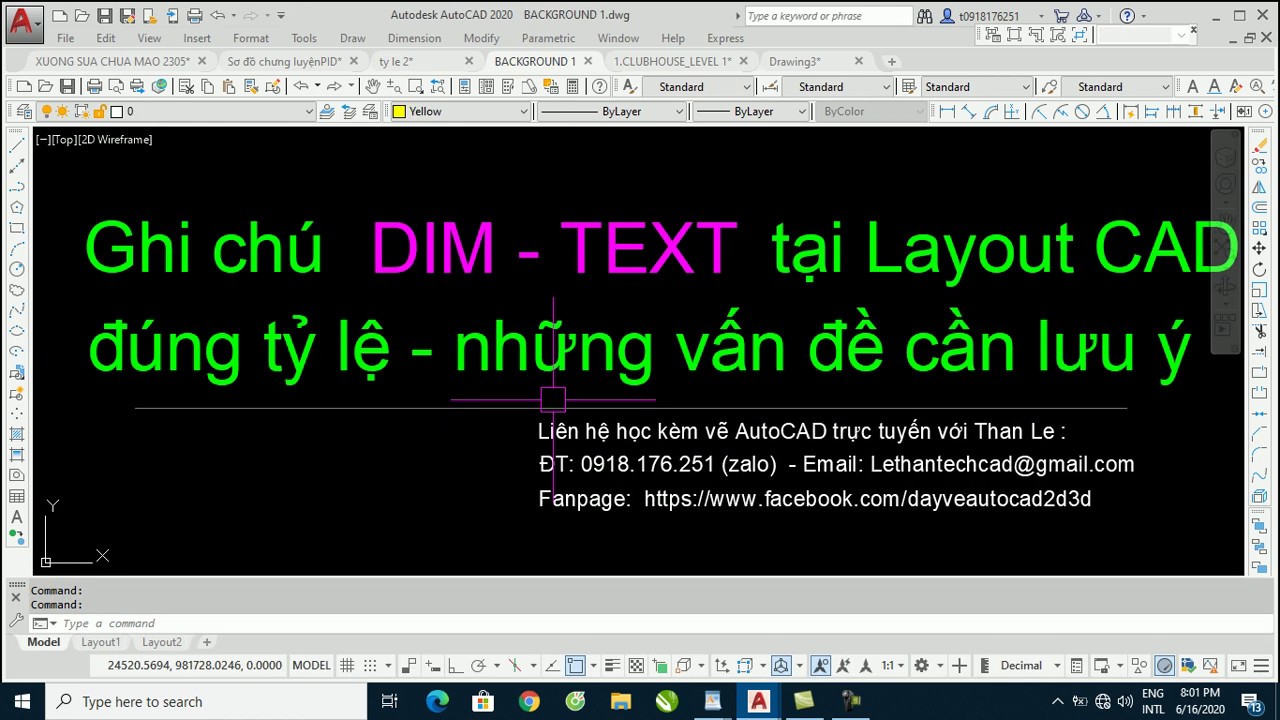 Ghi chú DIM TEXT tại Layout Autocad đúng tỷ lệ và những lưu ý