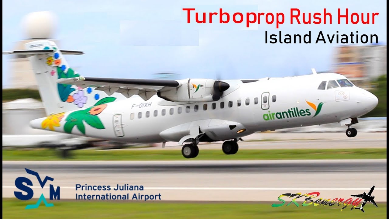 Turbroprop Rush Hour @ St. Maarten !!! Liat ATR 72-600, Air Antilles ATR 42-500, Insel Air Fokker 50