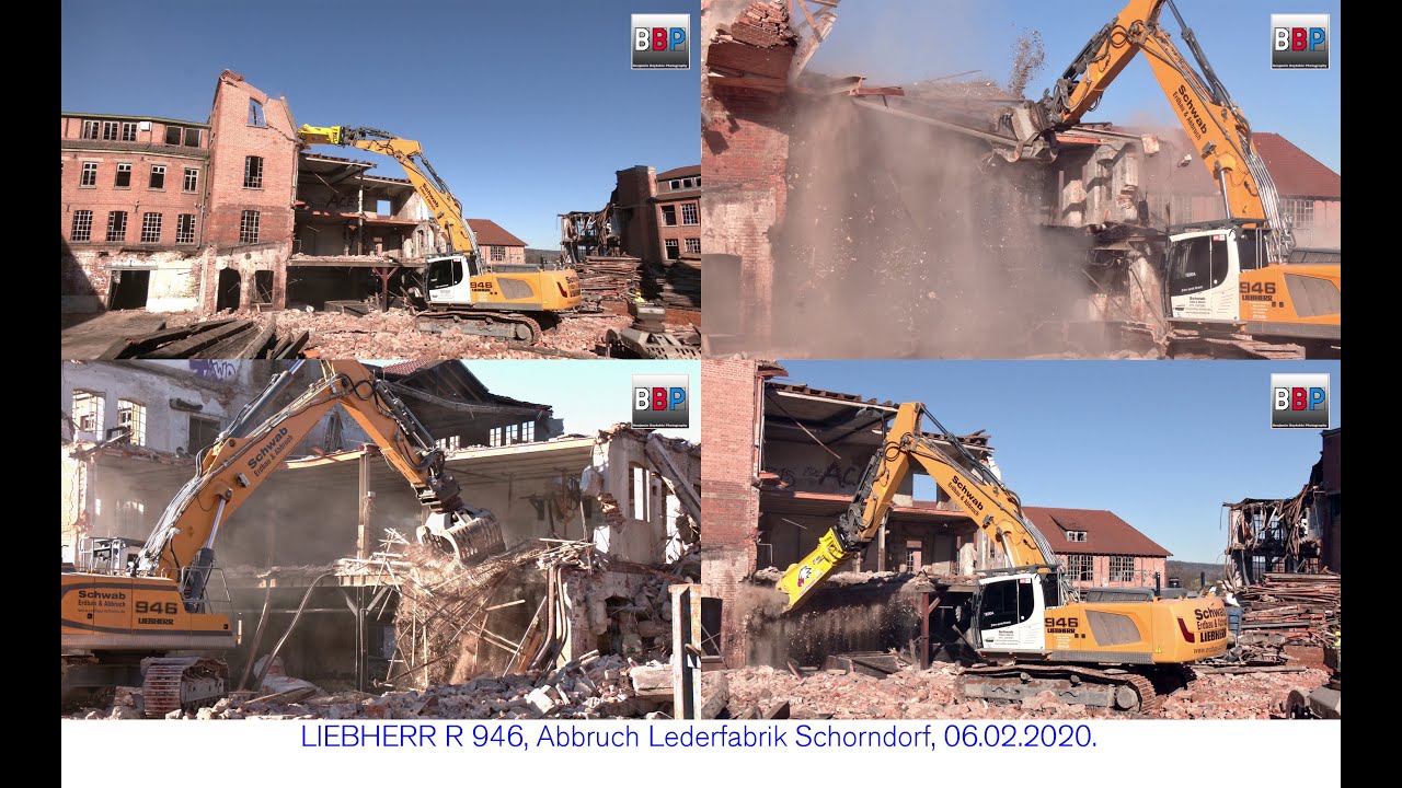LIEBHERR R 946 Abbruch / Demolition Lederfabrik Breuninger, Schorndorf, 06.02.2020.
