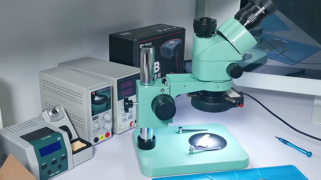 3.5X-180X Green Trinocular Stereo Zoom Microscope For Phone PCB Repair
