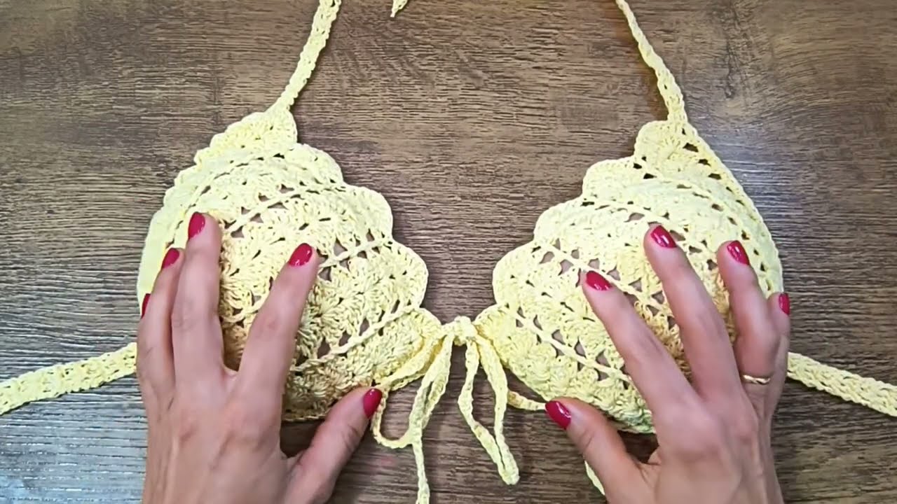 top de crochê modelo concha Tam g  (versão canhoto)