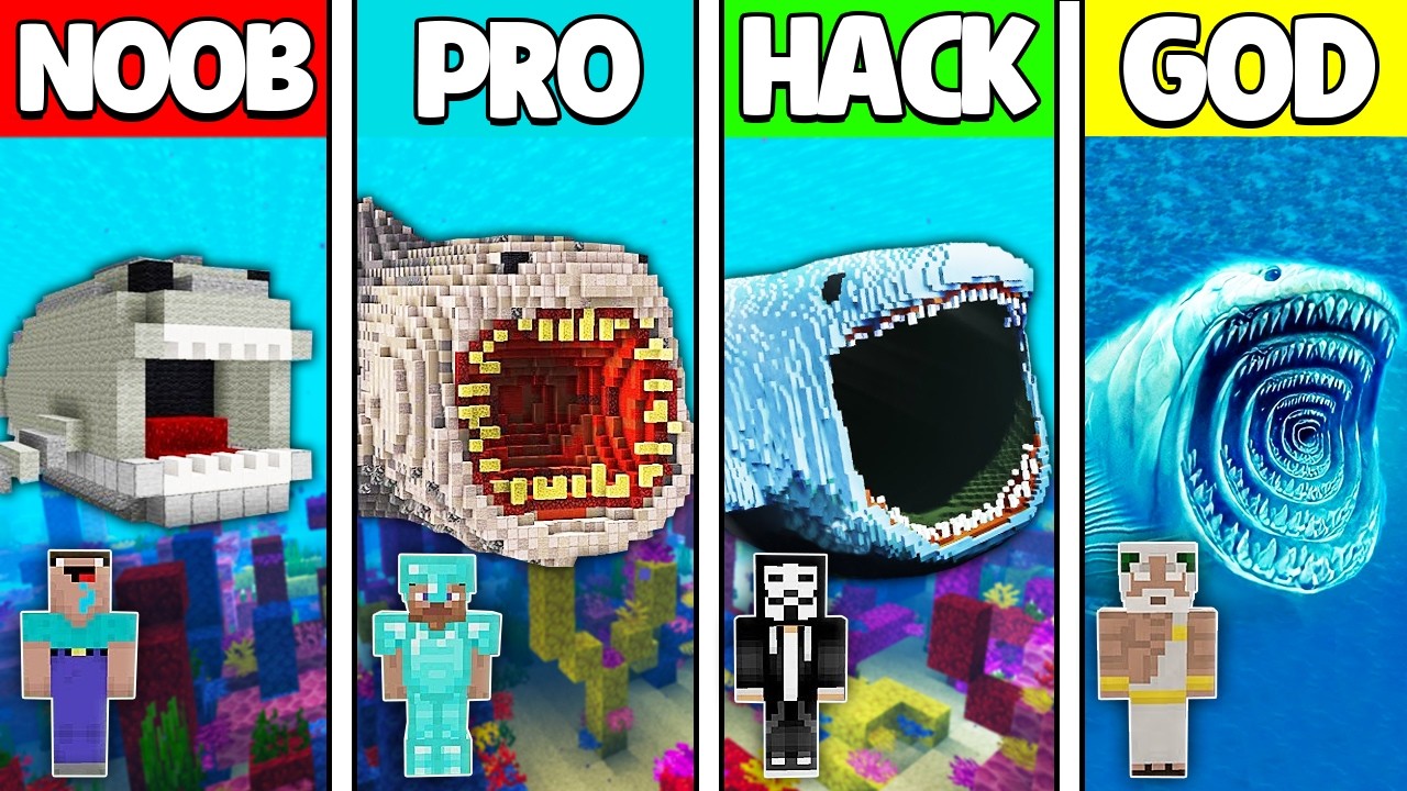 Minecraft Battle: NOOB vs PRO vs HACKER vs GOD! BLOOP STATUE BUILD CHALLENGE in Minecraft