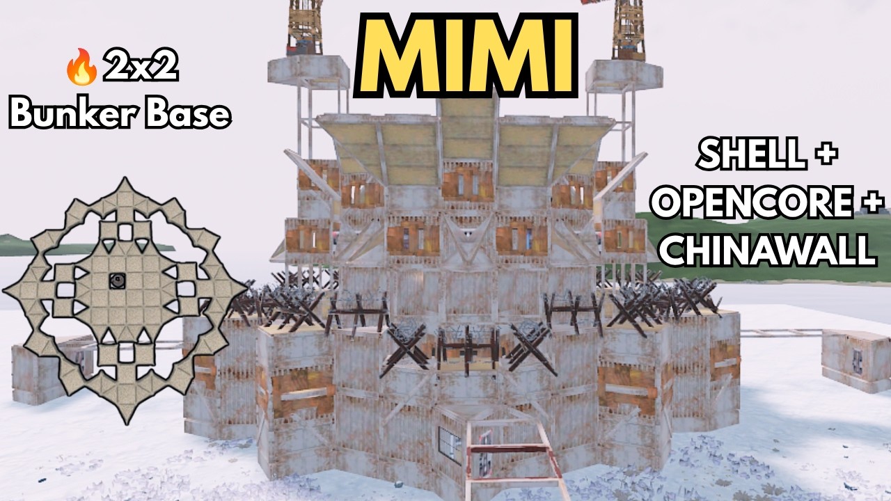 🔥MIMI - Perfect 2x2 Bunker Base | Open Core + Shell + China Wall | Rust Base Design