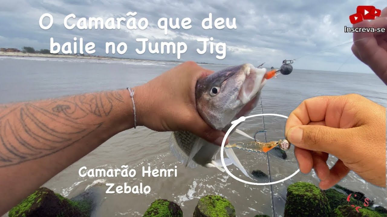 O camarão artificial que deu baile nos Jump Jig. Pescaria de corvina no costão de Torres. #pescaria 