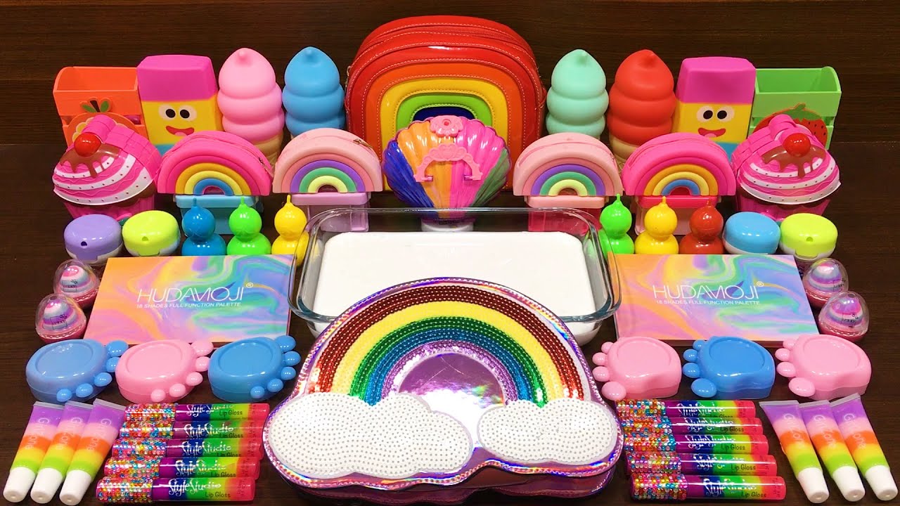 RAINBOW Slime | Mixing Random Things into GLOSSY Slime | Relaxing Slime Videos #775