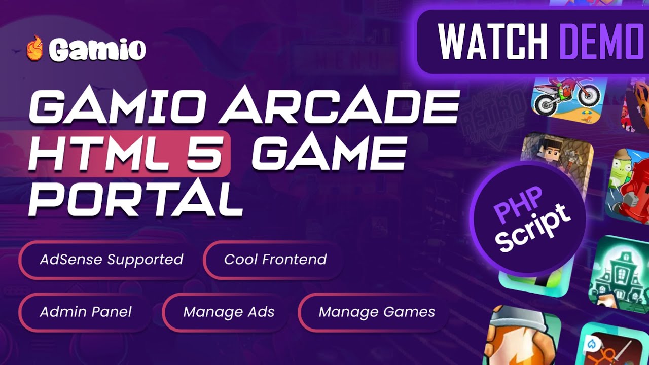 Gamio Arcade HTML5 Game Portal PHP Script | Demo | Adsense Approval Gaming Script