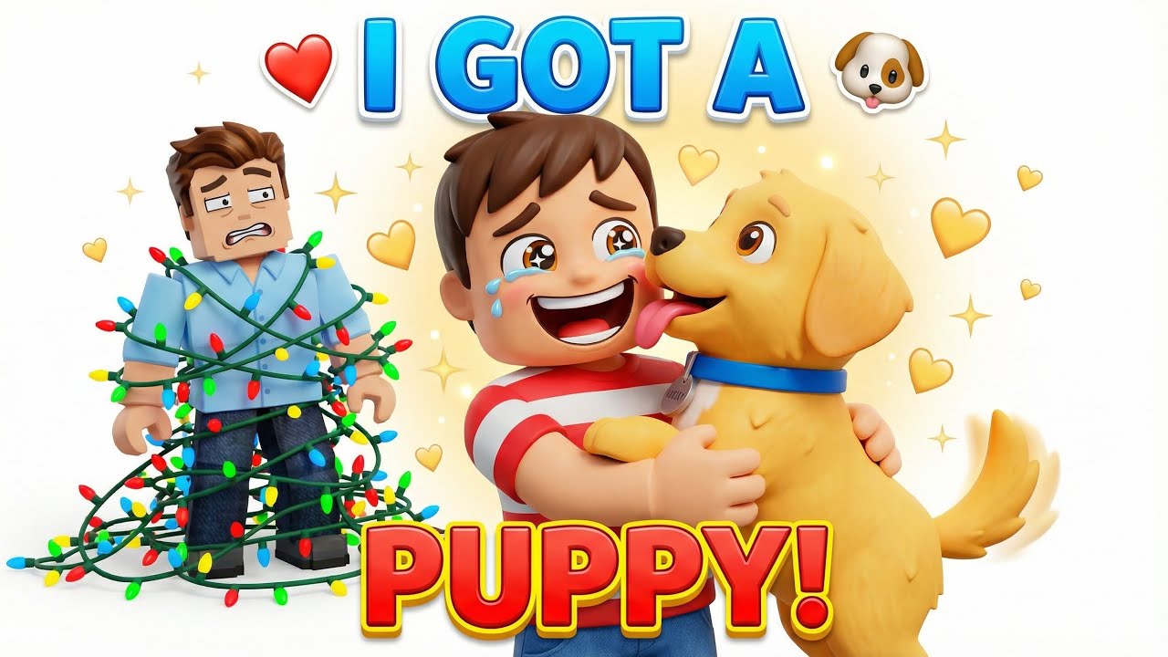 I Got a PUPPY! 🐕 But Dad Got STUCK in Christmas Lights! 😂🎄  Roblox Brookhaven RP