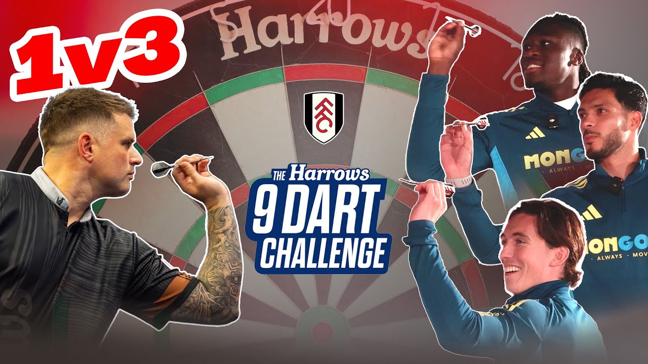 Luke Woodhouse vs 3 Premier League Footballers 🎯 | Fulham FC take on the Harrows 9 Dart Challenge