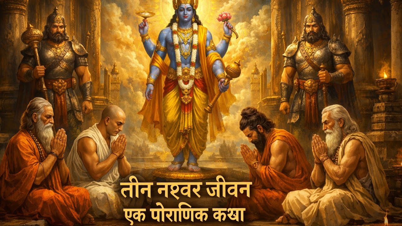 तीन नश्वर जीवन:विष्णु जी की कथा।पौराणिक कथा।हिंदी कथा।प्राणदायक कथा Spritual@motivationeveryday1356 