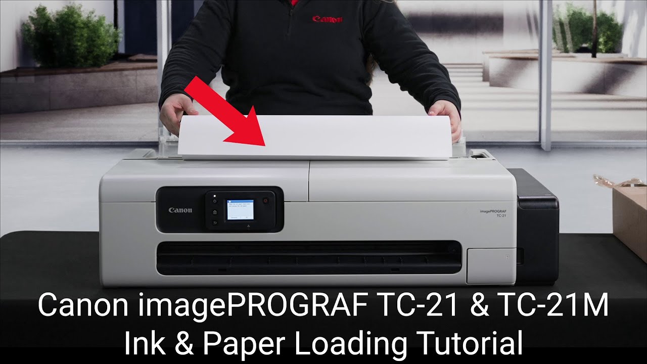 Loading ink and media into a Canon imagePROGRAF TC-21 Series Printer