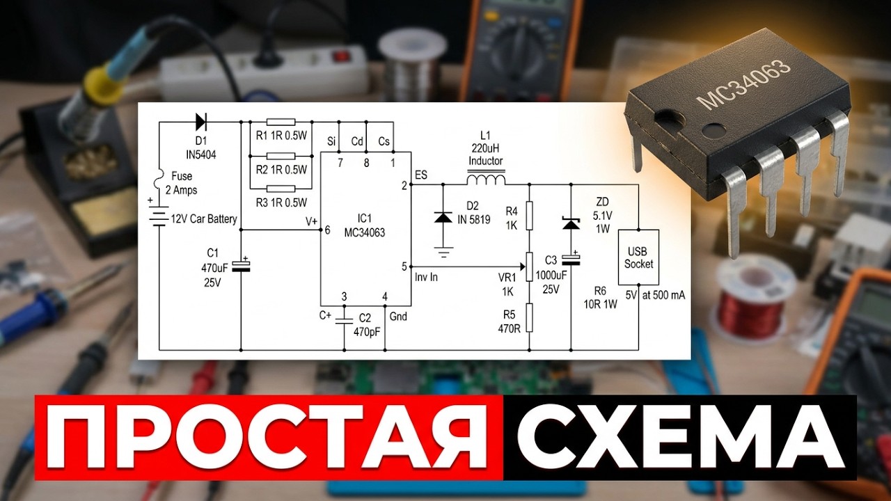 Cхема импульсного преобразователя напряжения, от бортовой сети автомобиля