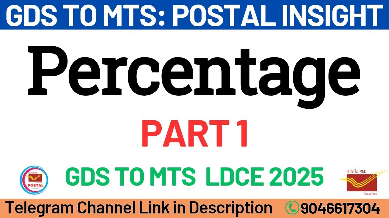 Percentage Problems Tricks and Short Cut Part I | GDS to MTS Arithmetic | Postal Insight