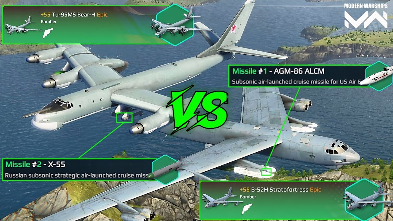 Tu-95MS Bear-H VS B-52H Stratofortress | VIP Bomber Comparison | Modern Warships