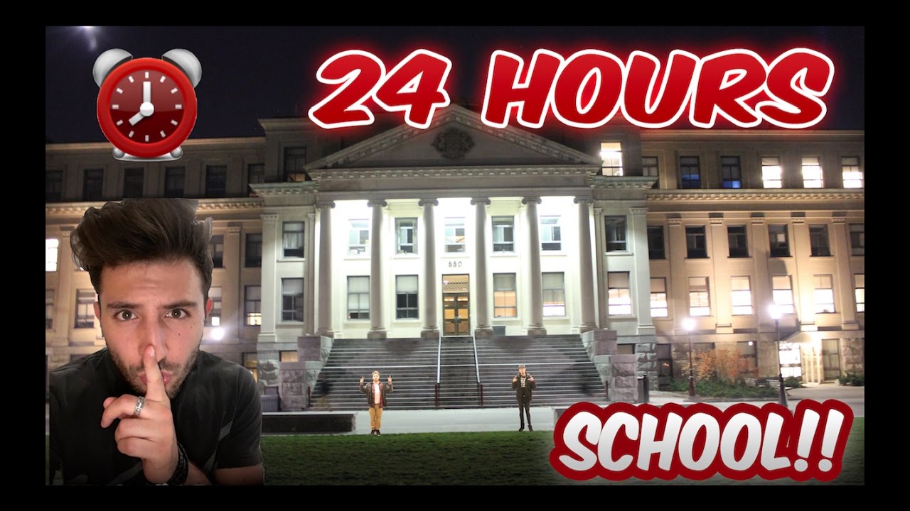 (INTENSE!) CRAZY 24 HOUR OVERNIGHT BIG SCHOOL Fort ⏰ |SCARY 60 FEET LEDGE (ALMOST FELL & GOT CAUGHT)